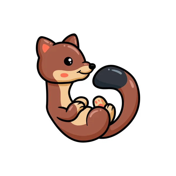 Vector Illustration Cute Little Weasel Cartoon Posing — 图库矢量图片