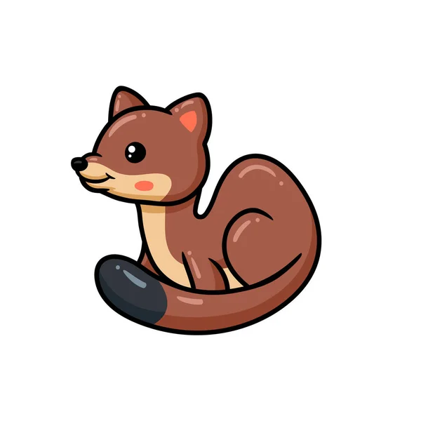 Vector Illustration Cute Little Weasel Cartoon Posing — стоковый вектор