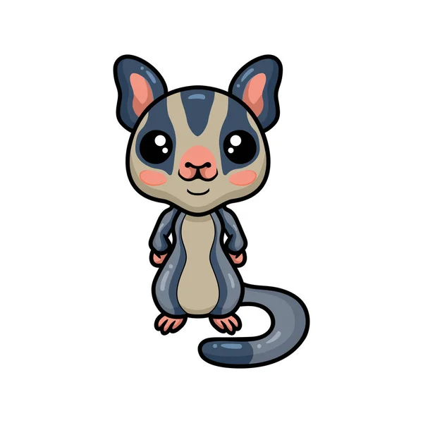 Vector Illustration Cute Little Sugar Glider Cartoon Standing — Wektor stockowy