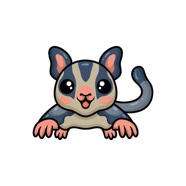 Vector Illustration Cute Little Sugar Glider Cartoon Leaping —  Vetores de Stock