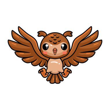 Küçük sevimli baykuş çizgi filminin vektör çizimi