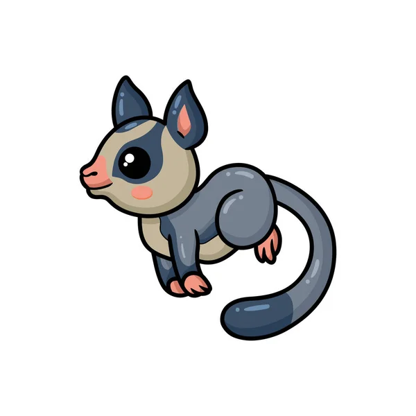 Vector Illustration Cute Little Sugar Glider Cartoon Running — Stock Vector