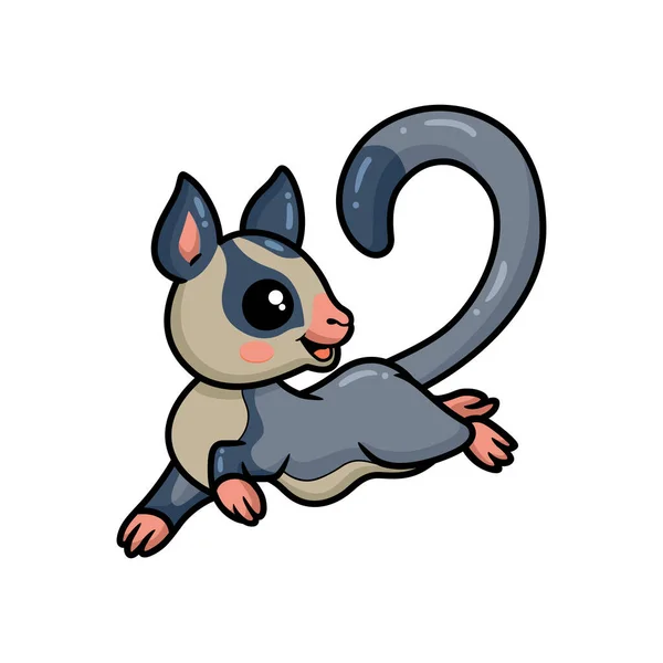 Vector Illustration Cute Little Sugar Glider Cartoon Running — Wektor stockowy