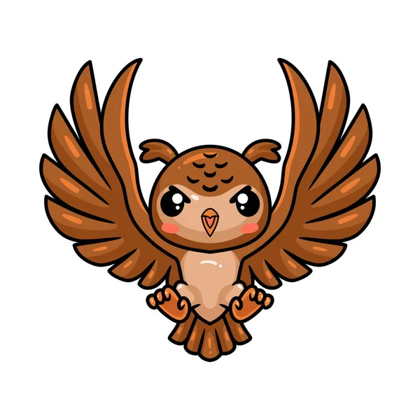 Vector Illustration Cute Little Owl Cartoon Flying — Wektor stockowy