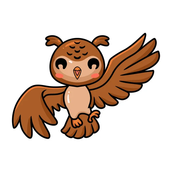 Vector Illustration Cute Little Owl Cartoon Posing —  Vetores de Stock