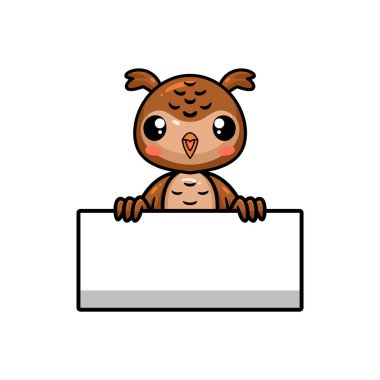 Boş işaretli şirin baykuş çizgi filminin vektör çizimi