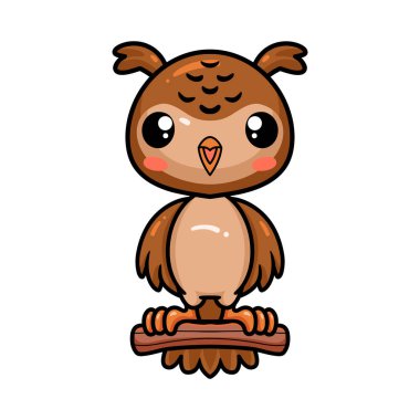 Ağaç dalında şirin baykuş çizgi filminin vektör çizimi