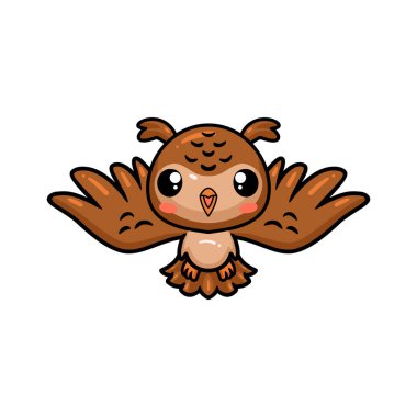 Küçük sevimli baykuş çizgi filminin vektör çizimi