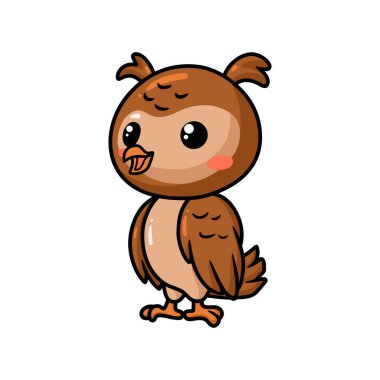 Küçük sevimli baykuş çizgi filminin vektör çizimi ayakta duruyor