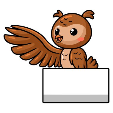 Boş işaretli şirin baykuş çizgi filminin vektör çizimi