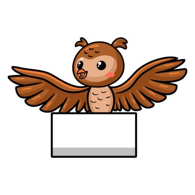 Boş işaretli şirin baykuş çizgi filminin vektör çizimi