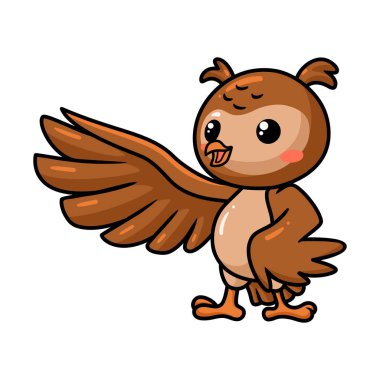 Sevimli baykuş el sallamasının vektör çizimi