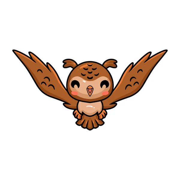 Vector Illustration Cute Little Owl Cartoon Flying — Stockvektor