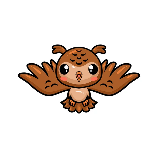 Vector Illustration Cute Little Owl Cartoon Flying — Stock Vector
