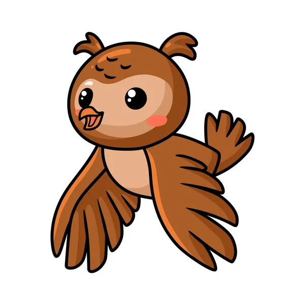 Vector Illustration Cute Little Owl Cartoon Flying — Vettoriale Stock