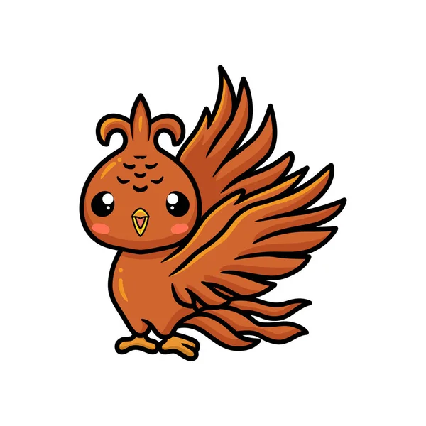 Ilustración Vectorial Cute Little Phoenix Posando Dibujos Animados — Vector de stock
