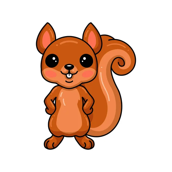 Vector Illustration Cute Little Squirrel Cartoon Standing — 图库矢量图片