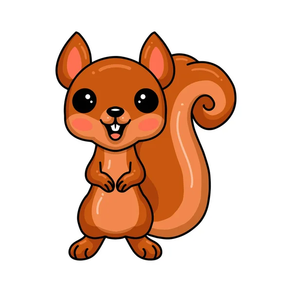 Vector Illustration Cute Little Squirrel Cartoon Standing — стоковый вектор