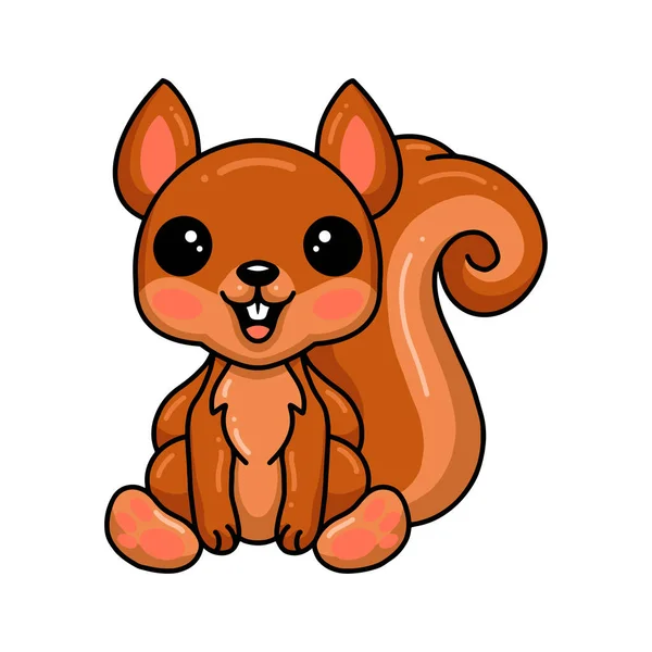 Vector Illustration Cute Little Squirrel Cartoon Sitting — Vettoriale Stock