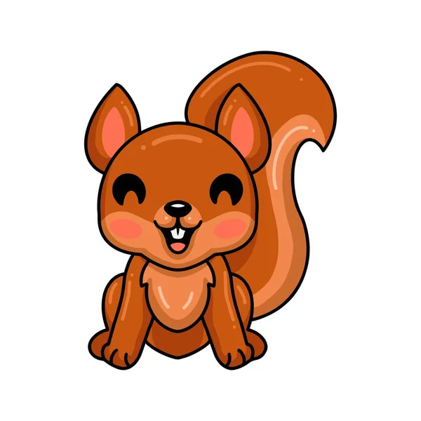 Vektor Illustration Des Niedlichen Kleinen Eichhörnchen Cartoon Sitzt — Stockvektor