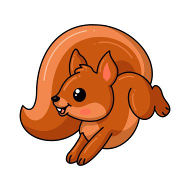 Koşan şirin küçük sincap çizgi filminin vektör çizimi