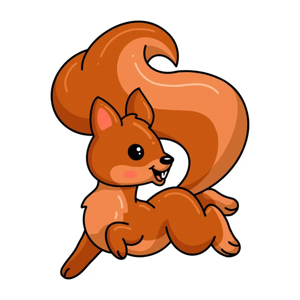 Vector Illustration Cute Little Squirrel Cartoon Posing — Vettoriale Stock