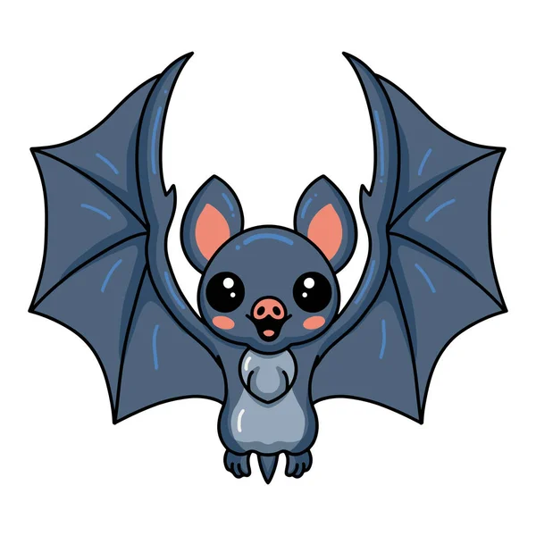 Ilustração Vetorial Bonito Pouco Morcego Desenho Animado Voando — Vetor de Stock