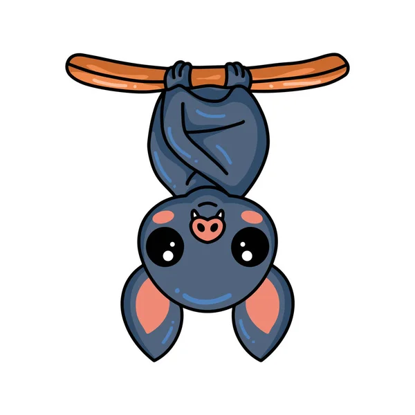 Vector Illustration Cute Little Bat Cartoon Hanging Tree — 图库矢量图片