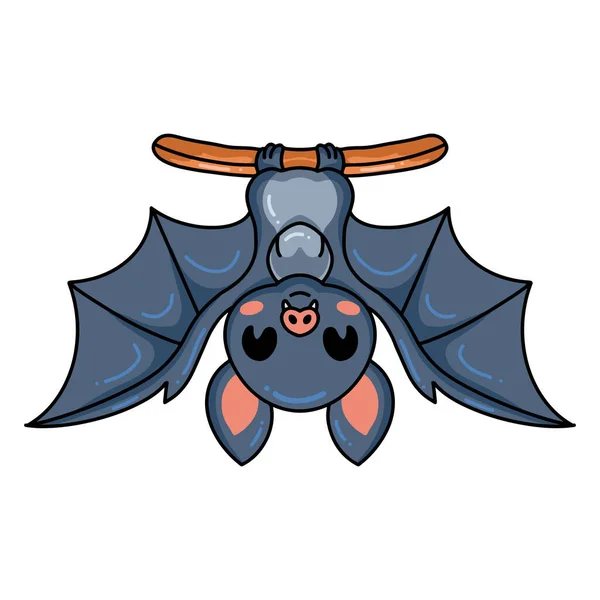 Vector Illustration Cute Little Bat Cartoon Hanging Tree — ストックベクタ