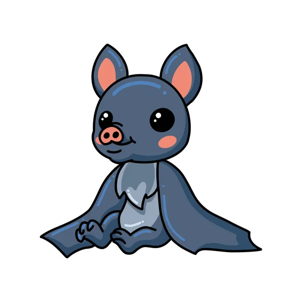 Vector Illustration Cute Little Bat Cartoon Sitting — 스톡 벡터