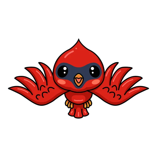 Illustration Vectorielle Bébé Cardinal Mignon Oiseau Dessin Animé Volant — Image vectorielle