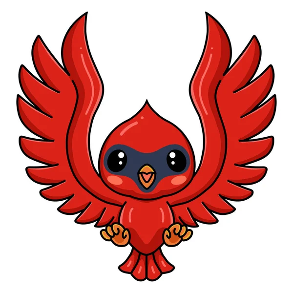 Vector Illustration Cute Baby Cardinal Bird Cartoon Flying — Wektor stockowy