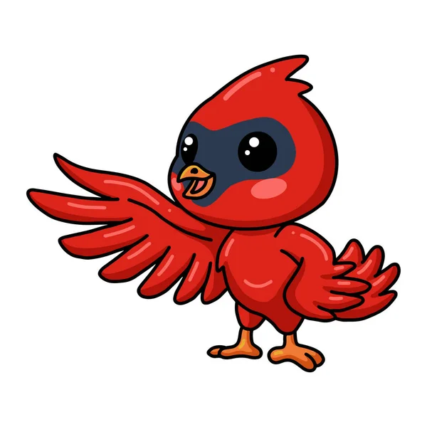 Ilustración Vectorial Dibujos Animados Lindo Bebé Cardenal Pájaro Presentando — Vector de stock