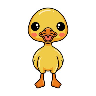 Vector illustration of Cute little duck cartoon standing
