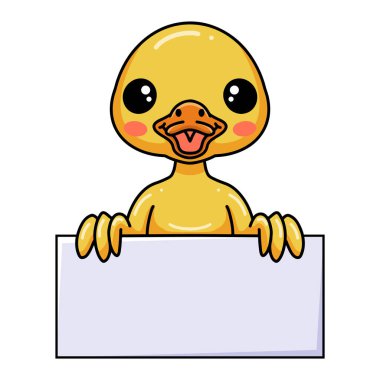 Küçük şirin ördek çizgi filminin boş işaretiyle vektör çizimi