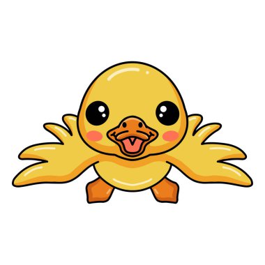 Vector illustration of Cute little duck cartoon posing