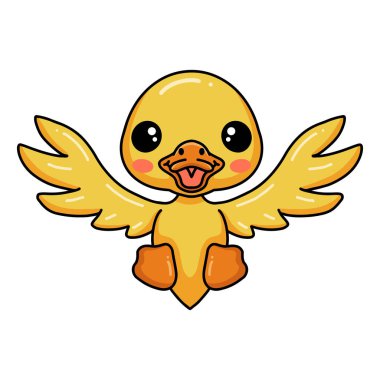 Vector illustration of Cute little duck cartoon posing