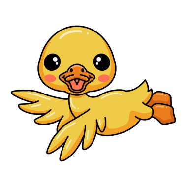 Vector illustration of Cute little duck cartoon posing
