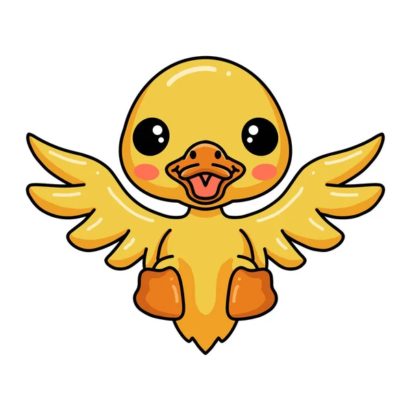 Vector Illustration Cute Little Duck Cartoon Posing — Stockový vektor