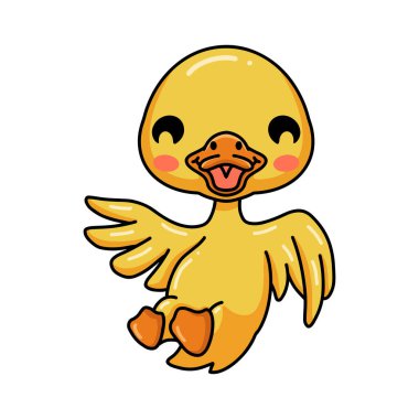 Vector Illustration of Cute little duck cartoon posing