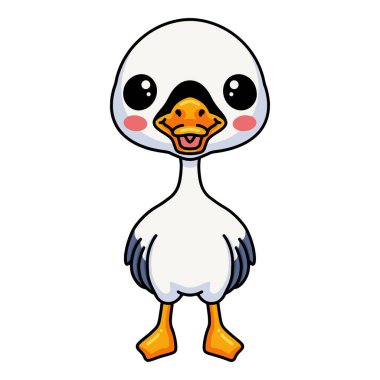 Vector Illustration of Cute little goose cartoon standing