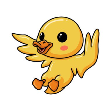 Vector Illustration of Cute little duck cartoon posing
