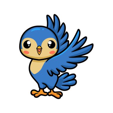 Vector Illustration of Cute little blue bird cartoon standing