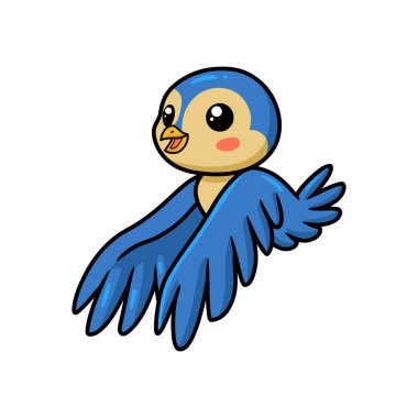 vector illustration of Cute little blue bird cartoon flying