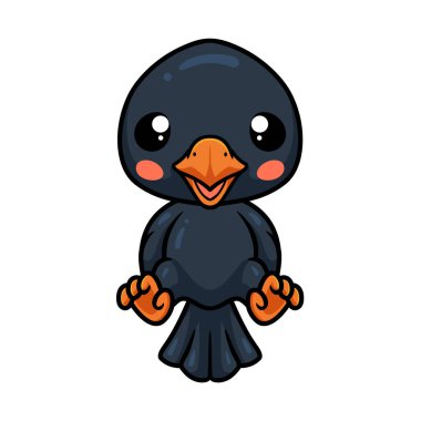 Vector Illustration of Cute little crow cartoon sitting
