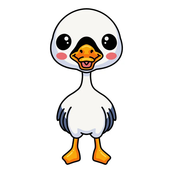 Vector Illustration Cute Little Goose Cartoon Standing — Vector de stoc