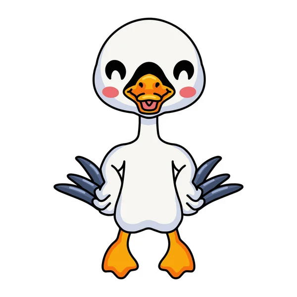 Vector Illustration Cute Little Goose Cartoon Standing — Stockový vektor