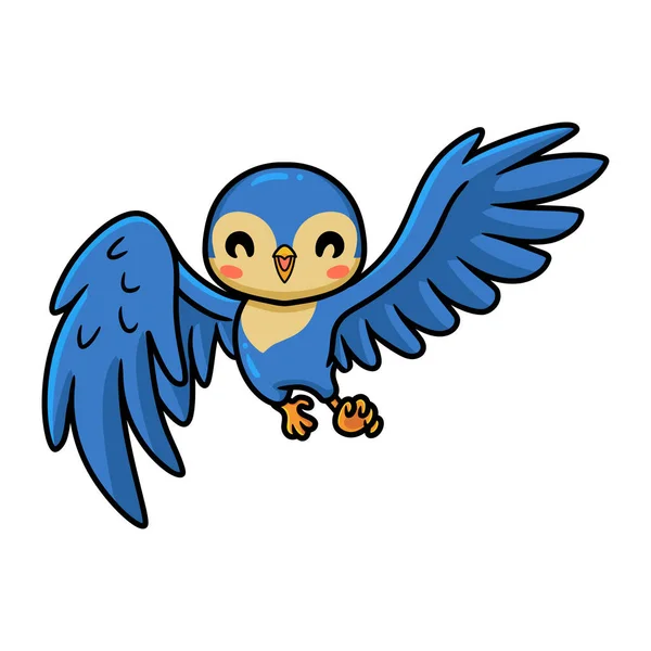 Vector Illustration Cute Little Blue Bird Cartoon Flying — Stock vektor