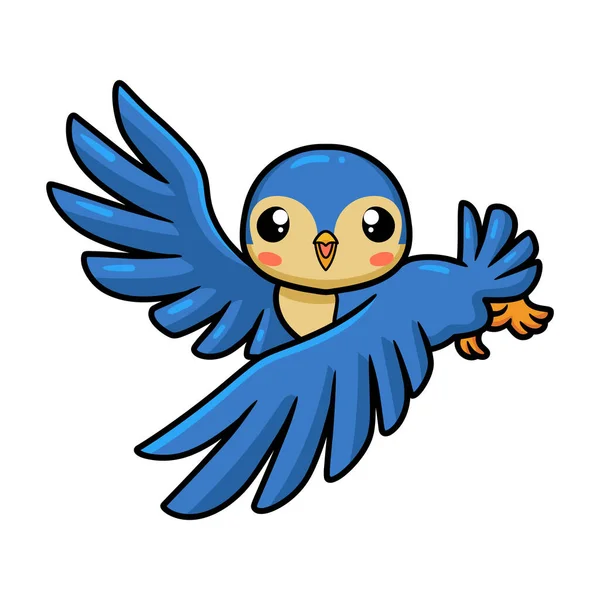 Vector Illustration Cute Little Blue Bird Cartoon Flying — Wektor stockowy