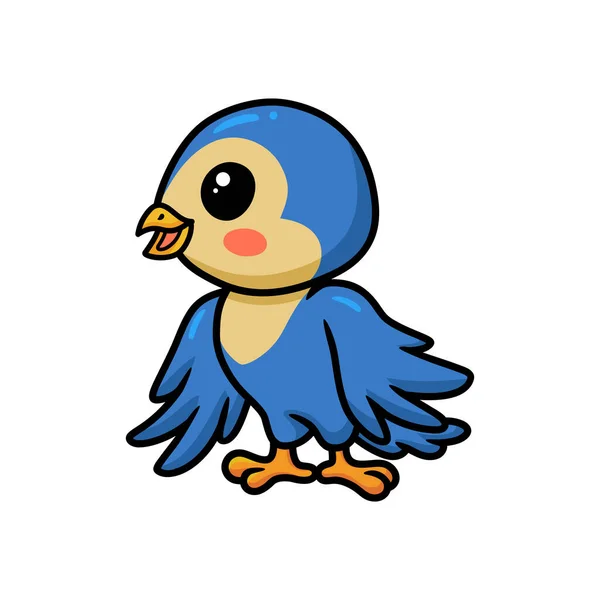 Vector Illustration Cute Little Blue Bird Cartoon Standing — Stockvektor